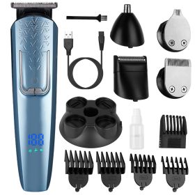 5-In-1 Men’s Beard Trimmer Cordless Hair Clipper Electric Waterproof Shaver Grooming Kit w/ LED Display for Nose Ear Facial Hair