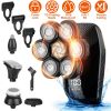 5 In 1 Electric Rotary Razor for Bald Men Rechargeable Cordless Head Beard Trimmer Shaver Kit IPX6 Waterproof Dry Wet Grooming Kit with 3 Combs