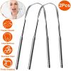 2Pcs Tongue Scraper Cleaner Stainless Steel Dental Fresh Breath Cleaning Oral Tongue Care Tool