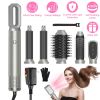 6 In 1 Hot Air Styler Volumizer Straightener Curler Dryer Automatic Wrap Styler Hair Dryer Brush Set with 3 Temp Settings ALCI Plug Glove Cable Zip Ti