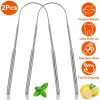 2Pcs Tongue Scraper Cleaner Stainless Steel Dental Fresh Breath Cleaning Oral Tongue Care Tool