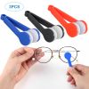 3 Pcs Mini Eyeglasses Cleaner Sunglasses Microfiber Lens Cleaning Cloth Tool Spectacles Brush Clip Black Red Blue
