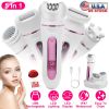 5 In 1 Electric Body Epilator Rechargeable Women\'s Grooming Kit Epilator Shaver Facial Brush Callus Remover 5-Point Massager with LED Light LED Displ