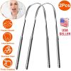 2Pcs Tongue Scraper Cleaner Stainless Steel Dental Fresh Breath Cleaning Oral Tongue Care Tool