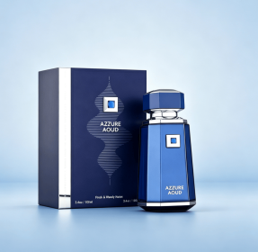 3.4 FL OZ Modern Gentlemen Men's Cologne, Matte Copper Geometric Multi-Sided Bottle Eau de Parfum, Balanced Warm Woody Spicy Notes (Style: French Avenue - Blue)