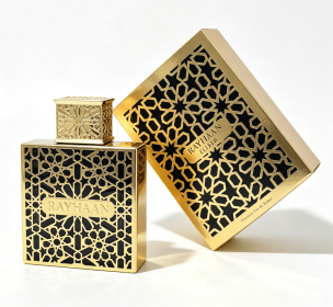 3.4 FL OZ Oriental Luxury Unisex Perfume, Ornate Gold Hollow Carved Square Bottle Eau de Parfum, Large-Size Decorative Vanity Fragrance (Style: Grid - golden, neutral fragrance Herbal fragrance)