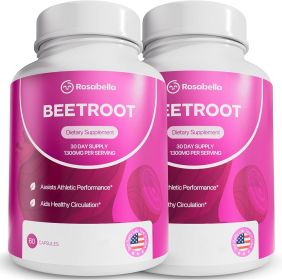 Rosabella Organic Beet Root Capsules - 1300mg Beet Root Powder Aids Healthy Circulation & Vitality, Non-GMO, Beet Root Supplement - 60 Capsules (Style: capsule-2)