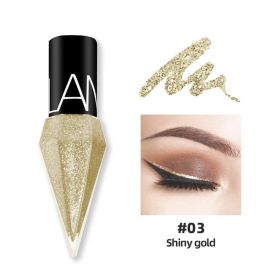 New Professional Shiny Eye Liners Cosmetics for Women Pigment Silver Rose Gold Color Liquid Glitter Eyeliner Cheap Makeup (Color: 03, size: Full Size)