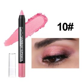 Smoky Dark Green Eyeshadow Pencil Stick Waterproof Pearlescent 12 Colors Metallic Glitter Eye Shadow Highlighter Pen Makeup Tool (Color: 10)