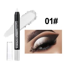 Smoky Dark Green Eyeshadow Pencil Stick Waterproof Pearlescent 12 Colors Metallic Glitter Eye Shadow Highlighter Pen Makeup Tool (Color: 01)