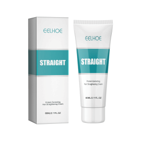EELHOE Protein Corrective Straightening Cream Smoothes Frizz Repairs Split Ends Damaged Hair Straightening Leave-In Conditioner (Color: 1pcs)